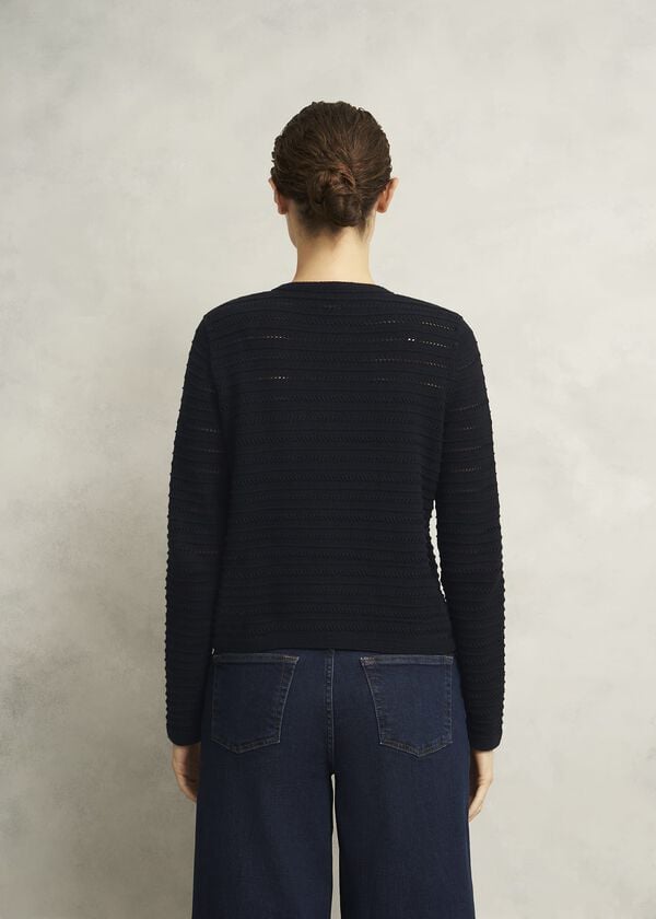 Hobbs Amber Cotton Cardigan Hobbs Navy