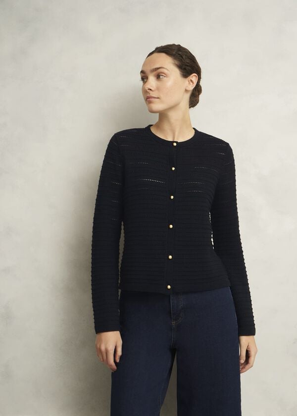 hobbs Amber Cotton Cardigan Hobbs Navy