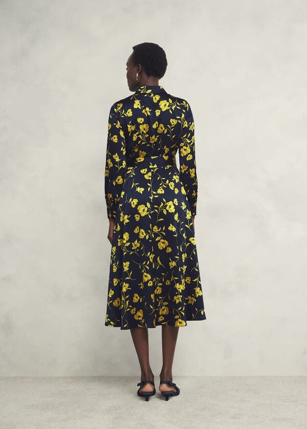 Hobbs Amelia Shirt Dress Navy Yellow