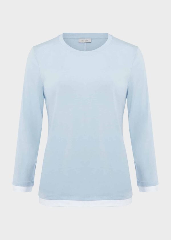 Hobbs Amelie Cotton Top Dusky Blue