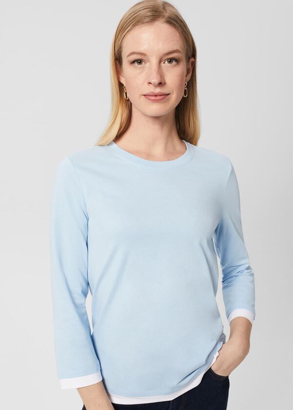 Hobbs Amelie Cotton Top Dusky Blue