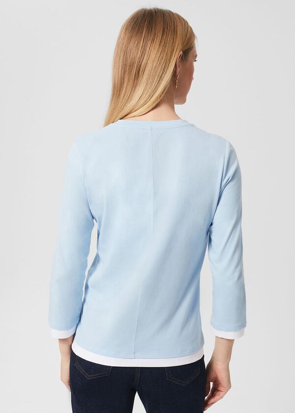 Hobbs Amelie Cotton Top Dusky Blue