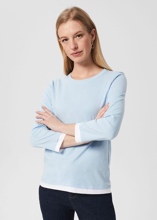 hobbs Amelie Cotton Top Dusky Blue