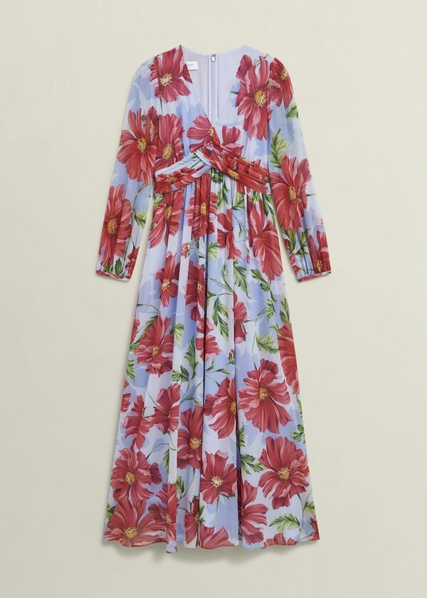 Hobbs Amelie Twist Detail Dress Blue Red