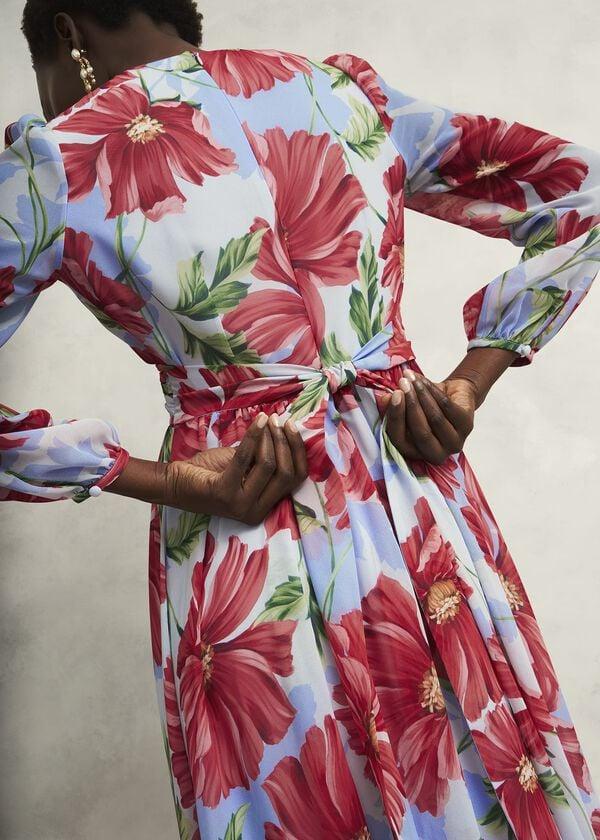 Hobbs Amelie Twist Detail Dress Blue Red