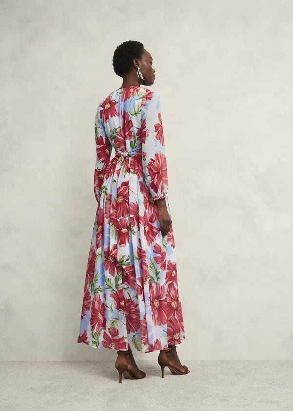 Hobbs Amelie Twist Detail Dress Blue Red