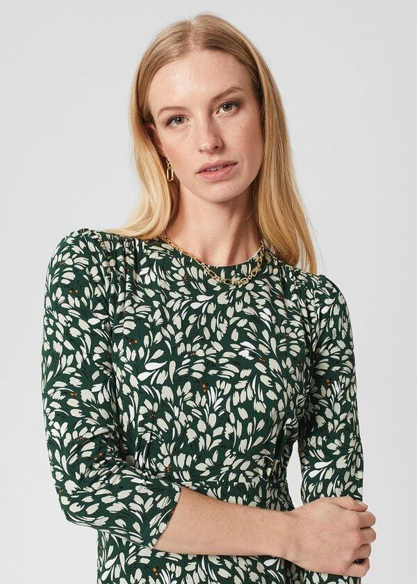 Hobbs Ami Jersey Dress Sage Green Mult
