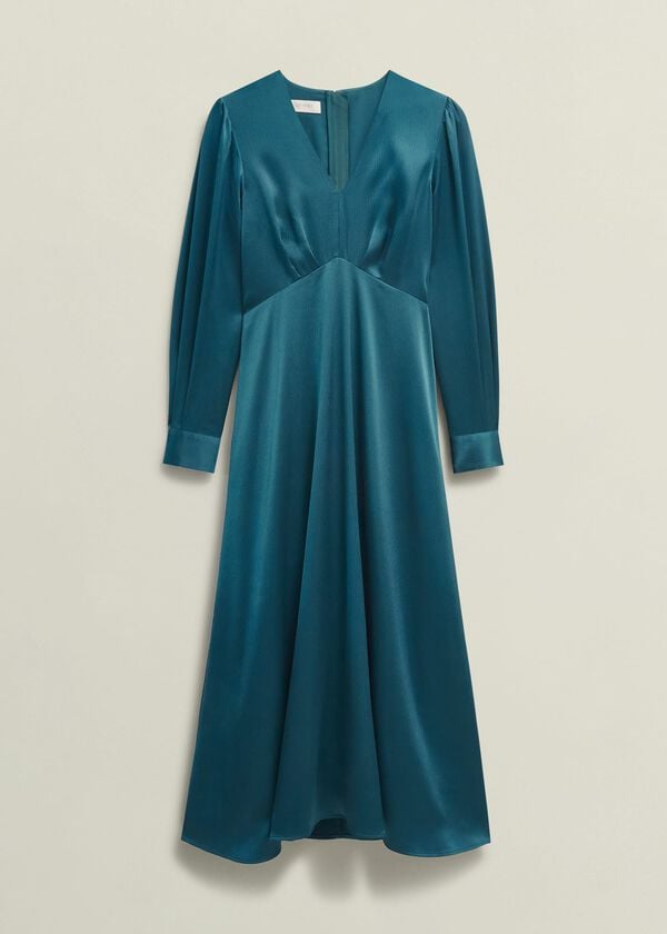 Hobbs Anais Satin Midi Dress Kyanite Blue