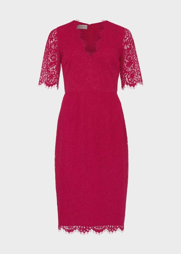 Hobbs Anastasia Lace Shift Dress Fuchsia Pink
