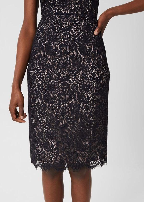 Hobbs Anastasia Lace Shift Dress Navy Oyster