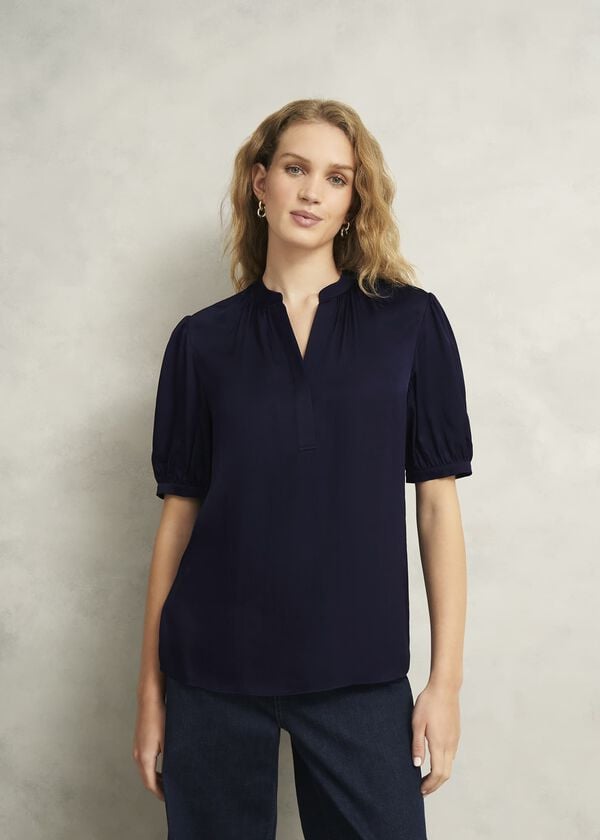 hobbs Anastasia Satin Blouse Midnight