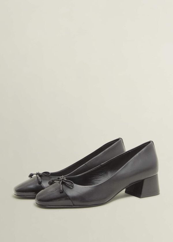 Hobbs Andie Heeled Leather Ballerinas Black