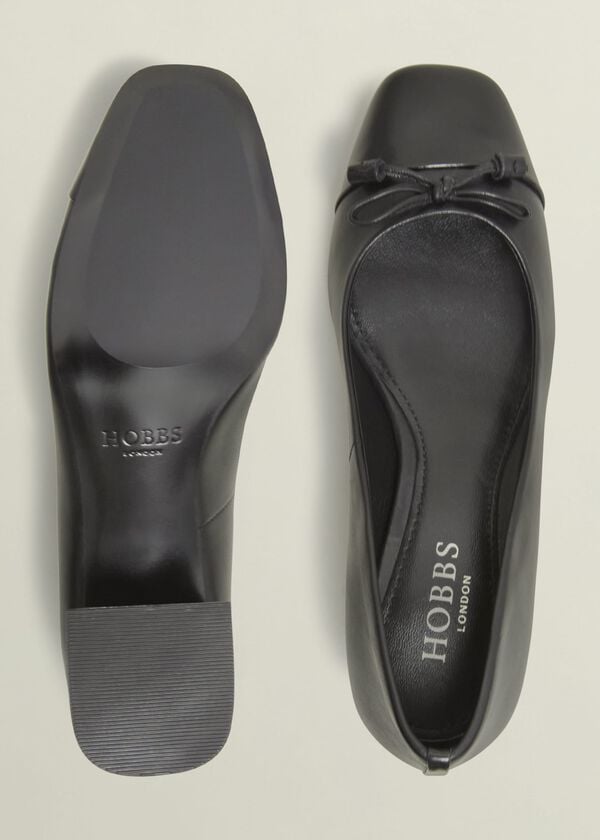 Hobbs Andie Heeled Leather Ballerinas Black