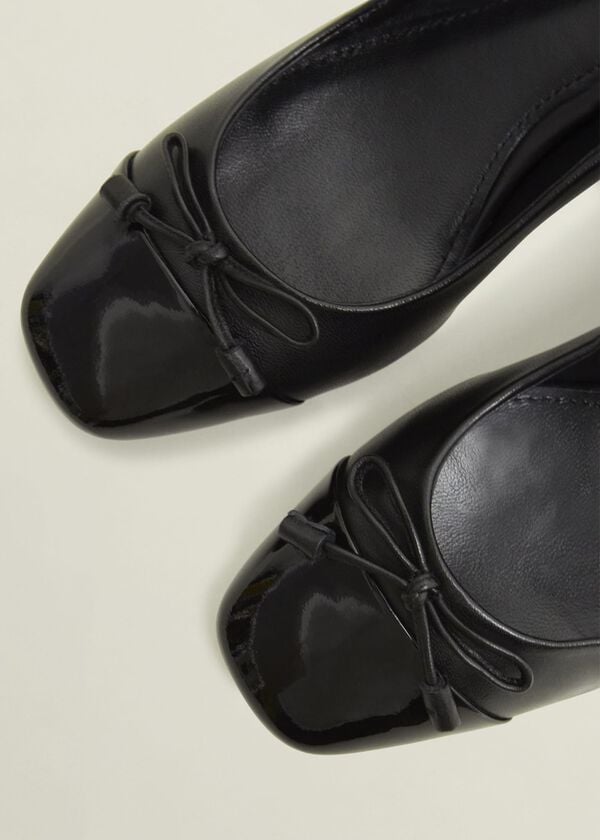 Hobbs Andie Heeled Leather Ballerinas Black