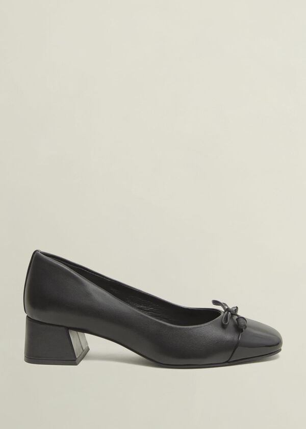 hobbs Andie Heeled Leather Ballerinas Black