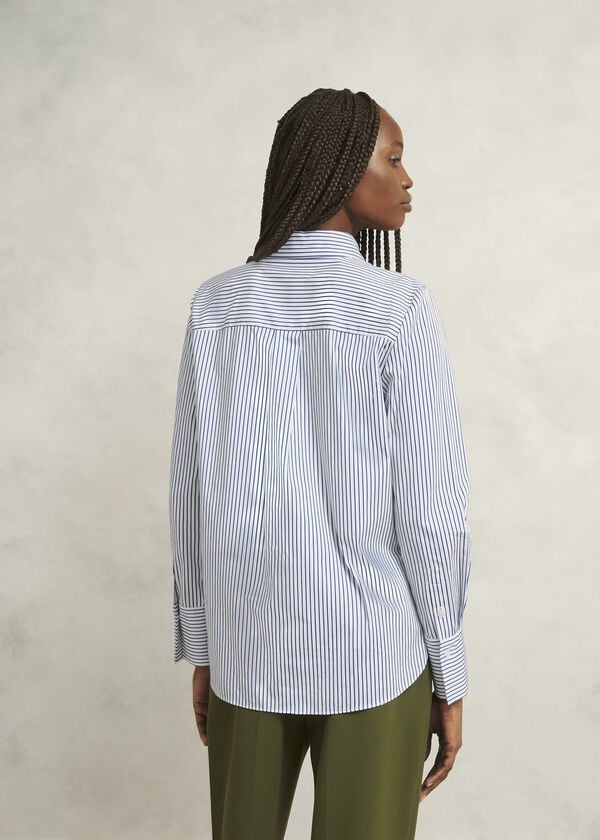 Hobbs Andra Cotton Blend Shirt White Navy