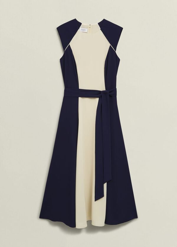 Hobbs Andrea Colourblock Dress Navy Cream