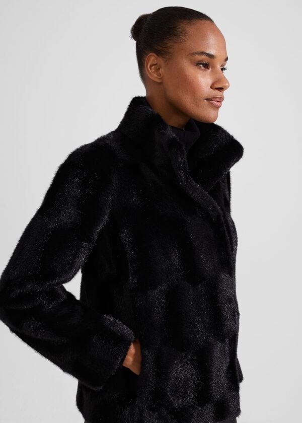 Hobbs Andrea Faux Fur Coat Black