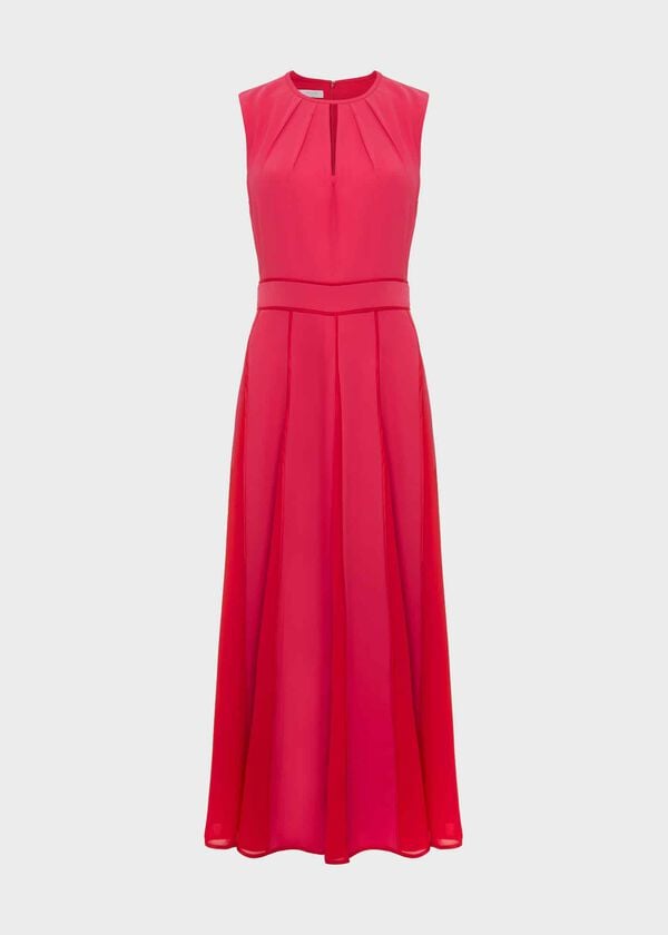 Hobbs Angelica Fit And Flare Dress Pink Multi
