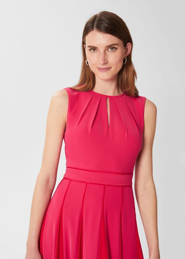 Hobbs Angelica Fit And Flare Dress Pink Multi