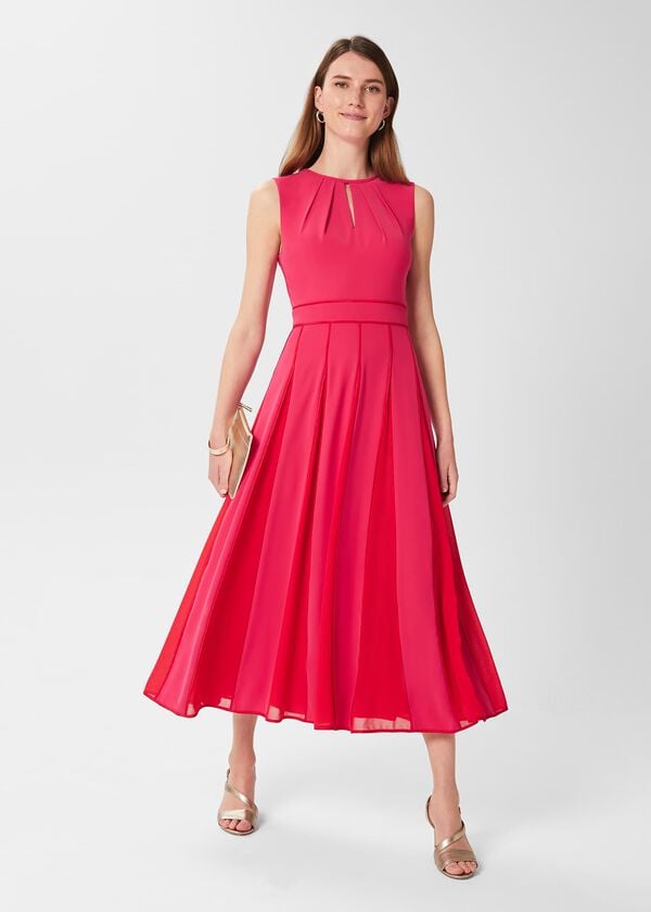 hobbs Angelica Fit And Flare Dress Pink Multi