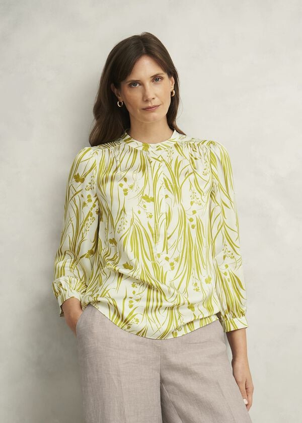 hobbs Angelique Blouse Green Ivory