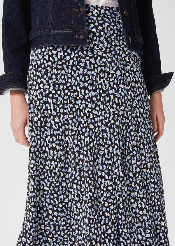 Hobbs Angie Midi Skirt Navy Multi