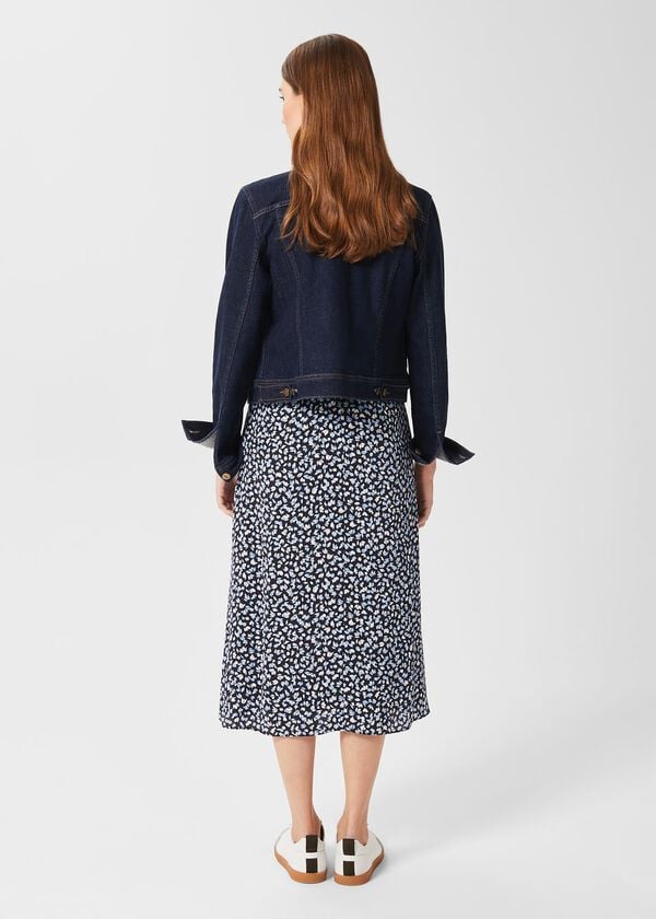Hobbs Angie Midi Skirt Navy Multi