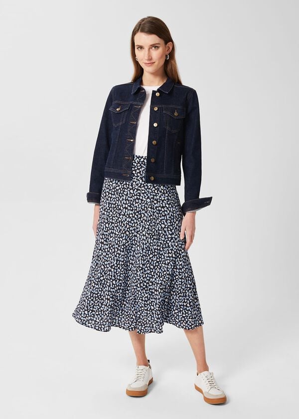 hobbs Angie Midi Skirt Navy Multi