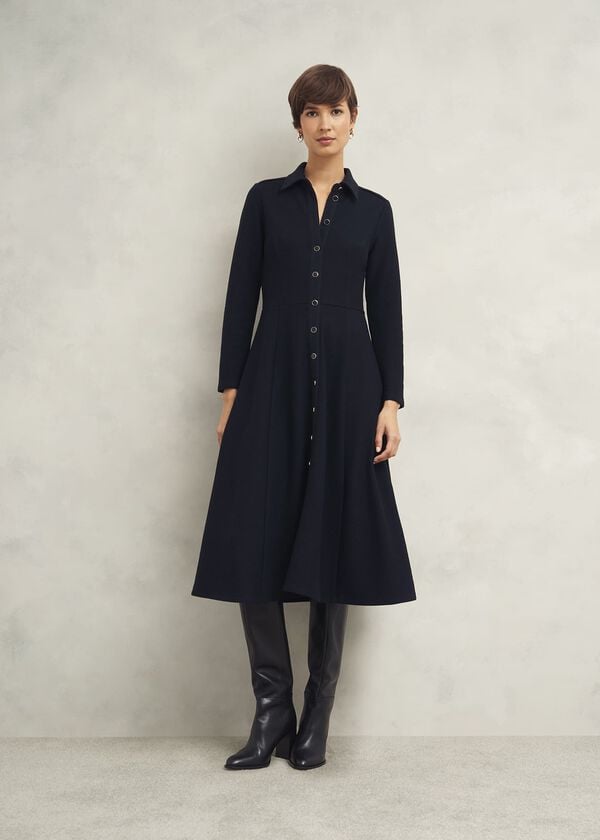 hobbs Angie Ponte Dress Navy