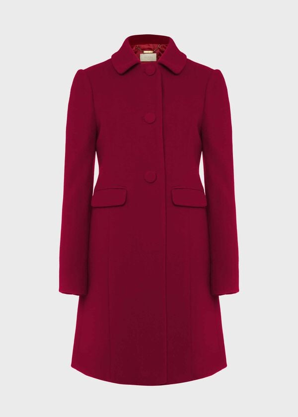 Hobbs Anita Wool Blend A Line Coat Dark Raspberry