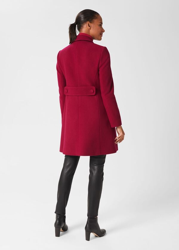 Hobbs Anita Wool Blend A Line Coat Dark Raspberry
