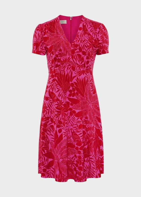 Hobbs Ann Jersey Dress Red Pink