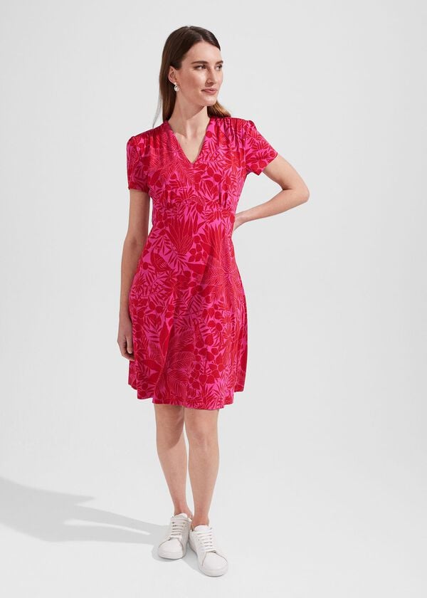 hobbs Ann Jersey Dress Red Pink