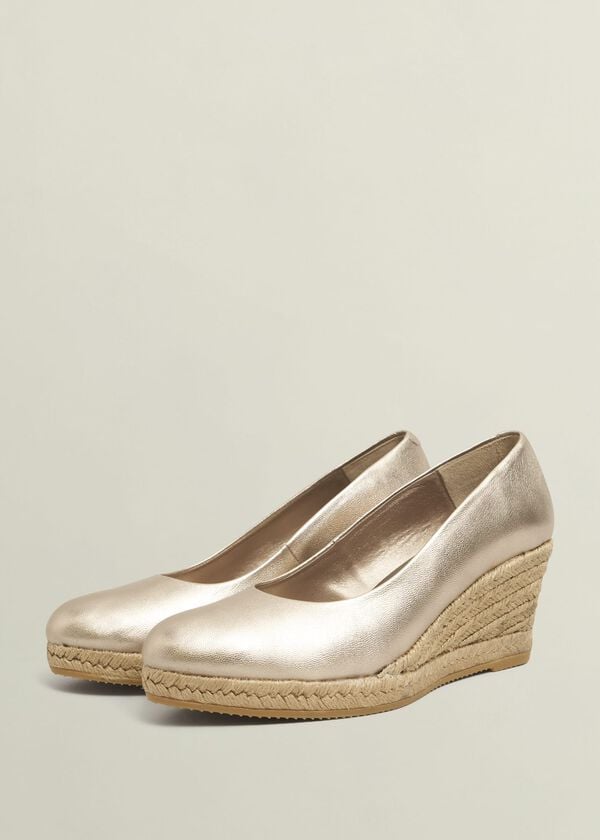 Hobbs Anna Leather Espadrilles Pewter