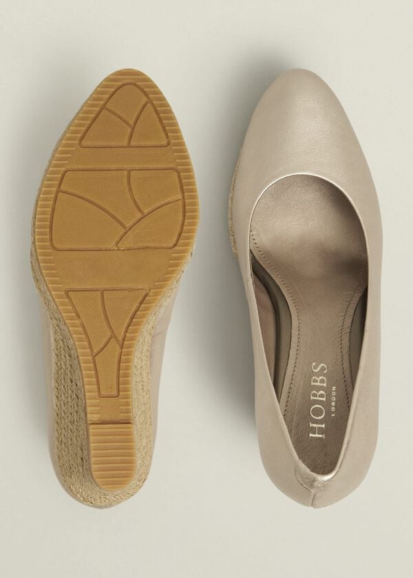 Hobbs Anna Leather Espadrilles Pewter