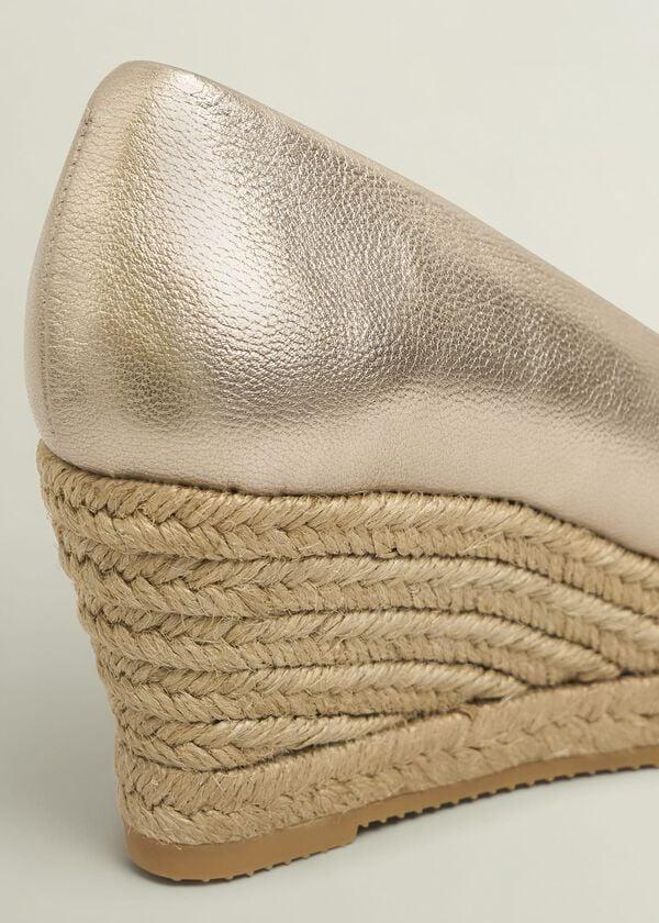 Hobbs Anna Leather Espadrilles Pewter