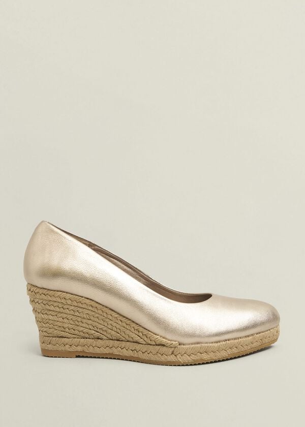 hobbs Anna Leather Espadrilles Pewter