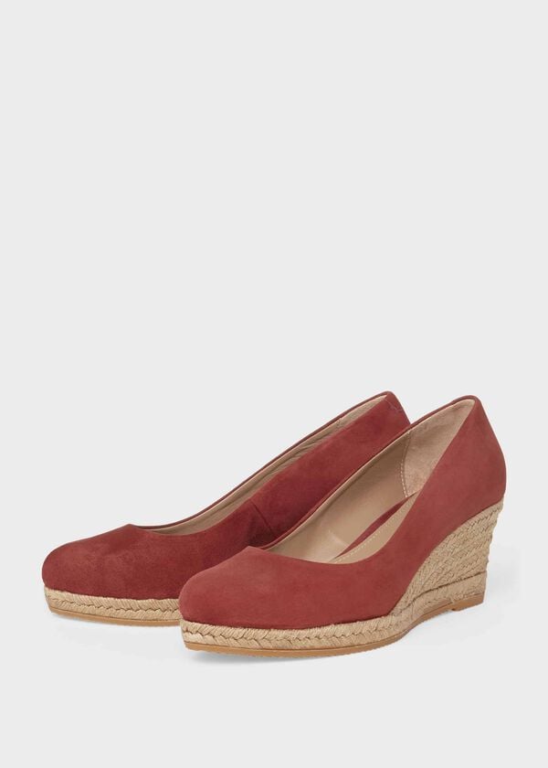Hobbs Anna Suede Wedge Espadrilles Spice Brown