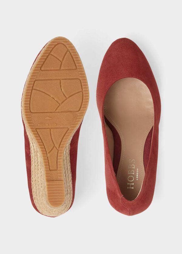 Hobbs Anna Suede Wedge Espadrilles Spice Brown