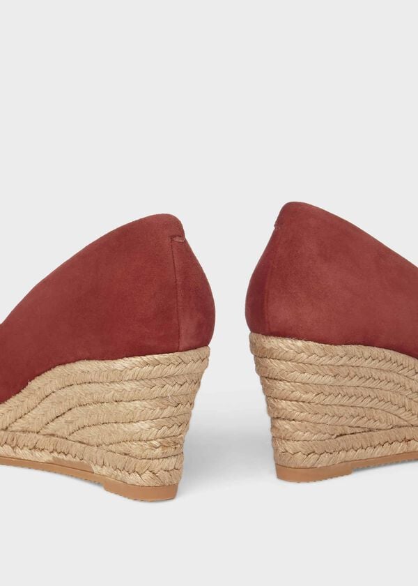 Hobbs Anna Suede Wedge Espadrilles Spice Brown