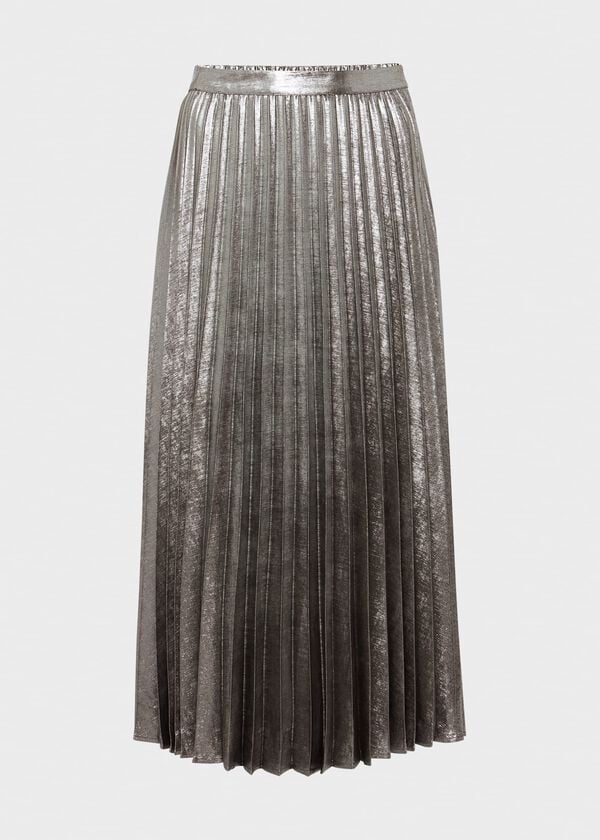 Hobbs Annabella Pleated Skirt Silver