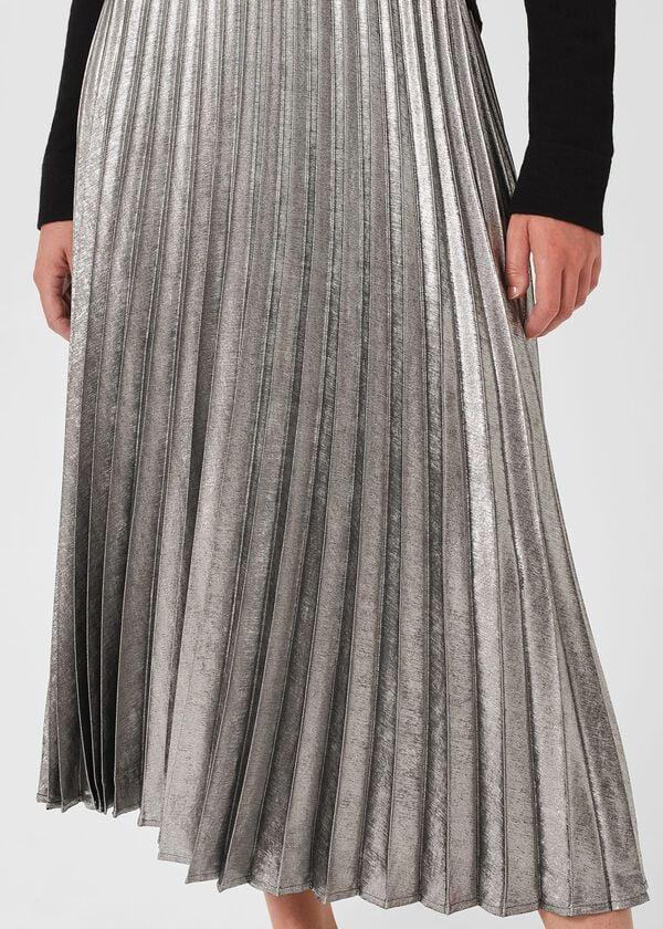 Hobbs Annabella Pleated Skirt Silver