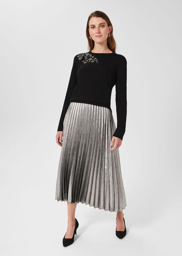 hobbs Annabella Pleated Skirt Silver