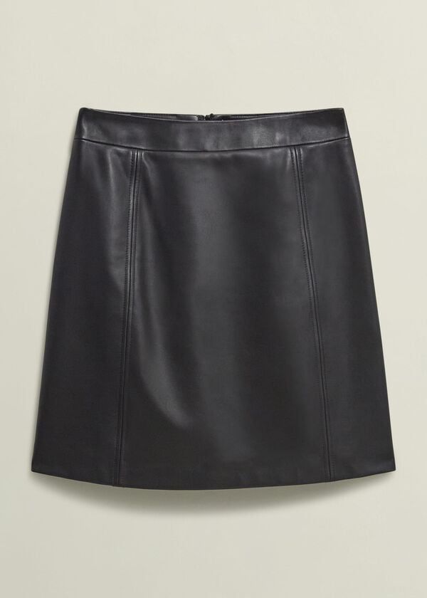 Hobbs Annabelle Leather Skirt Black