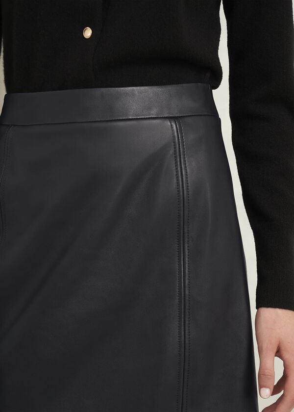 Hobbs Annabelle Leather Skirt Black