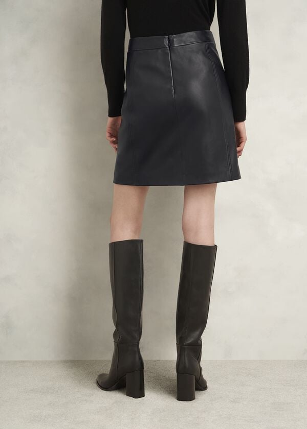 Hobbs Annabelle Leather Skirt Black