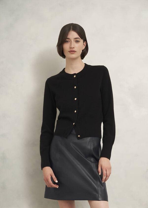 hobbs Annabelle Leather Skirt Black