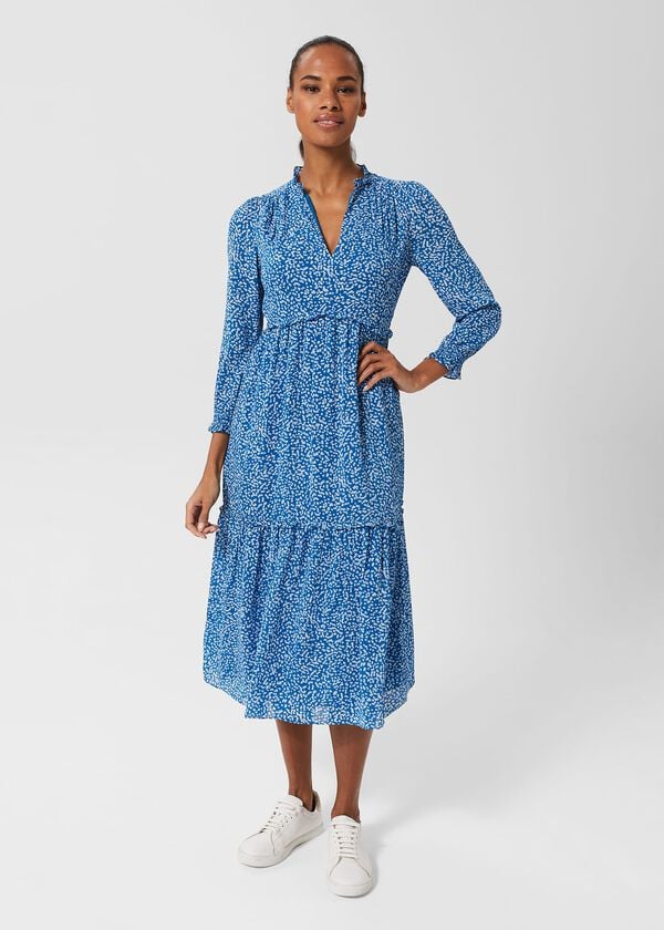 hobbs Annalise Dress Blue Multi