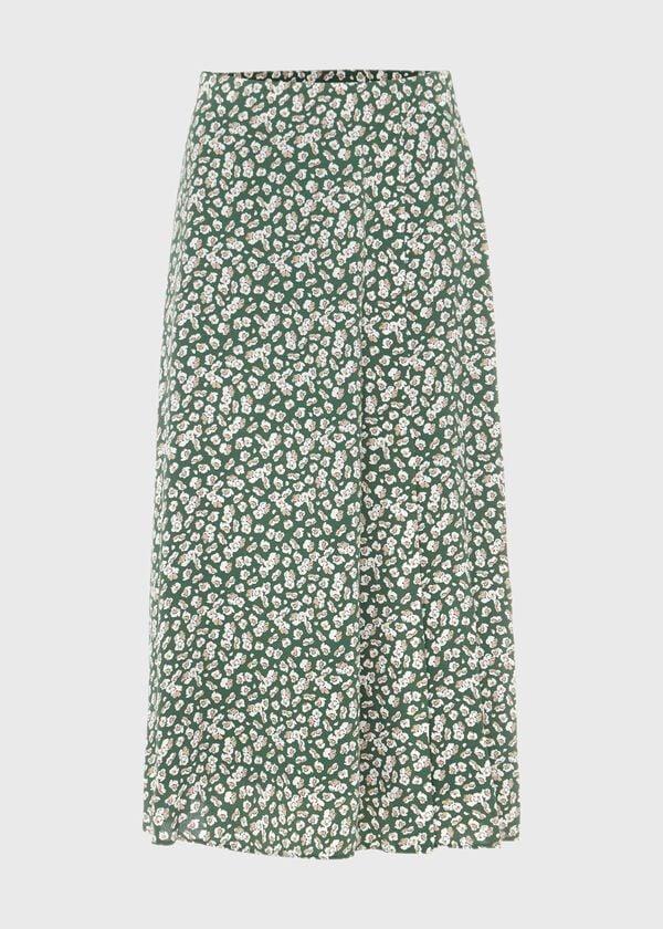 Hobbs Annette Floral Midi Skirt Green Multi